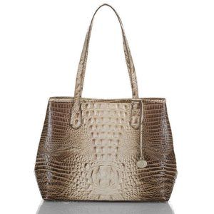Brahmin Julian Tote Handbag Embossed Croc Leather Snap Sides
